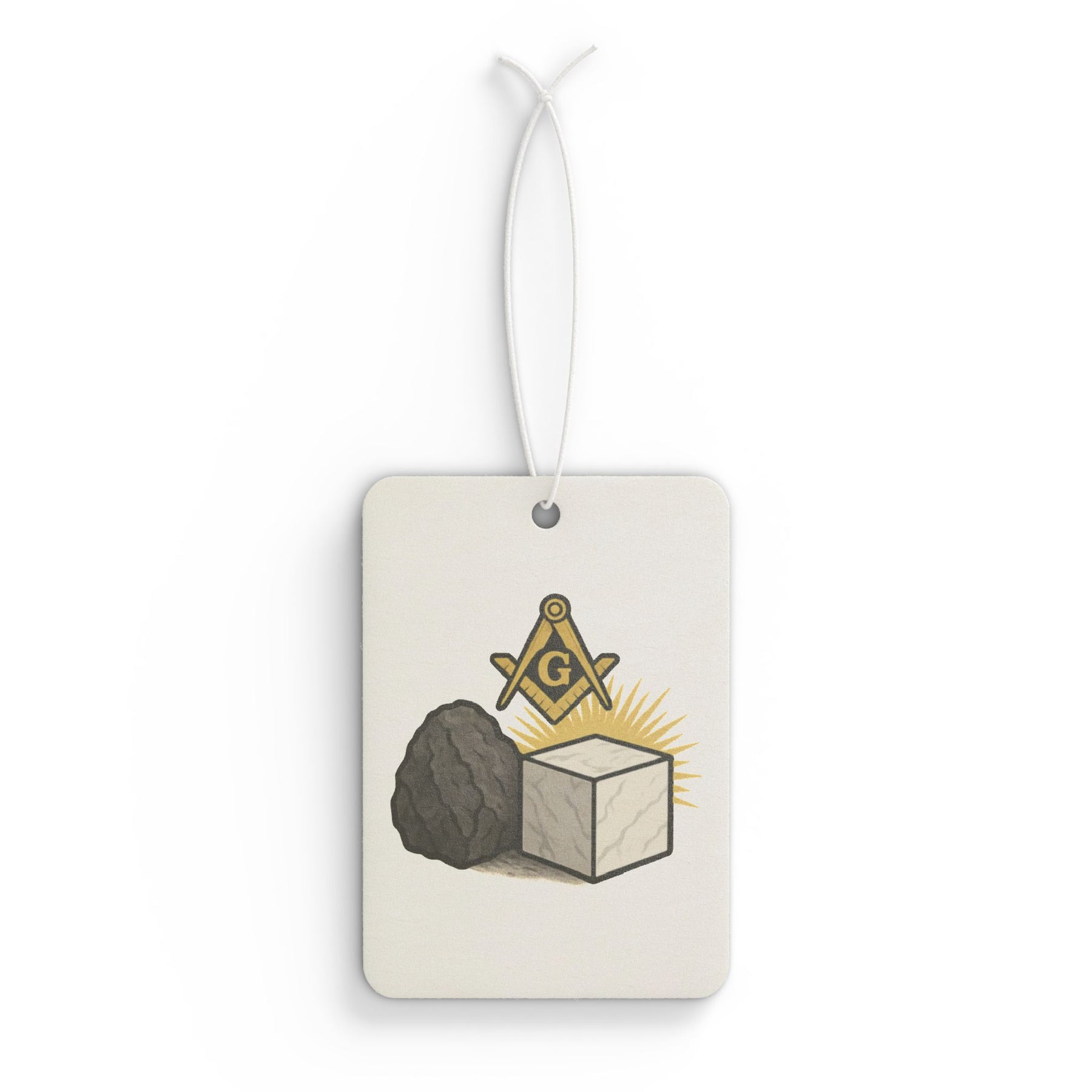 Master Mason Blue Lodge Car Air Freshener - Rough Ashlar & Perfect Ashlar Symbol - Bricks Masons