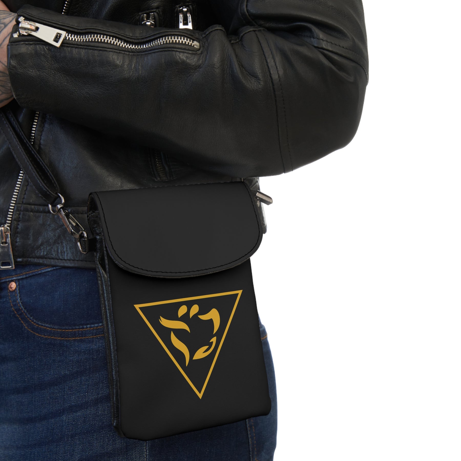 Grand Tiler of Solomon Cell Phone Wallet - Black Microfiber Leather - Bricks Masons