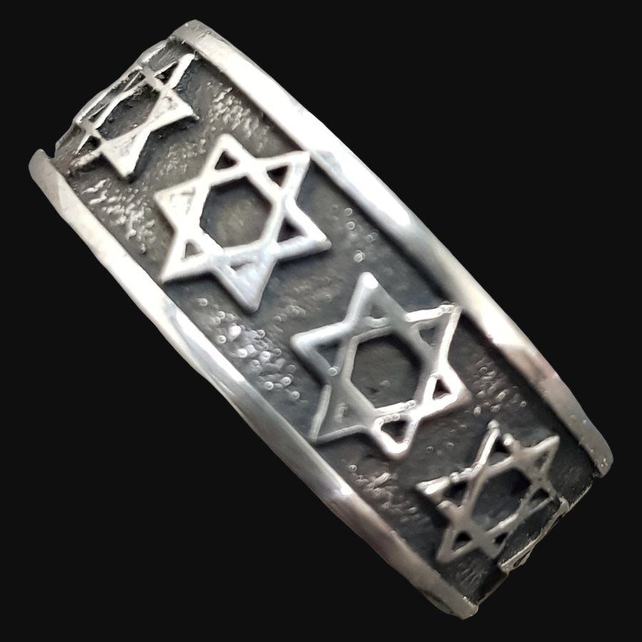 Star of David Ring in Silver 8gr Wide 0.8cm Art 765 - Bricks Masons