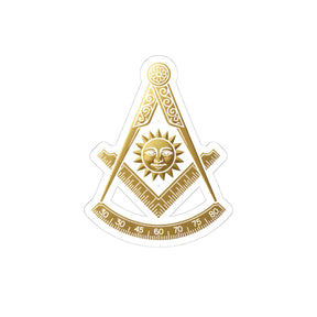 Past Master Blue Lodge Sticker Decal - Kiss-Cut Gold Square & Compass - Bricks Masons