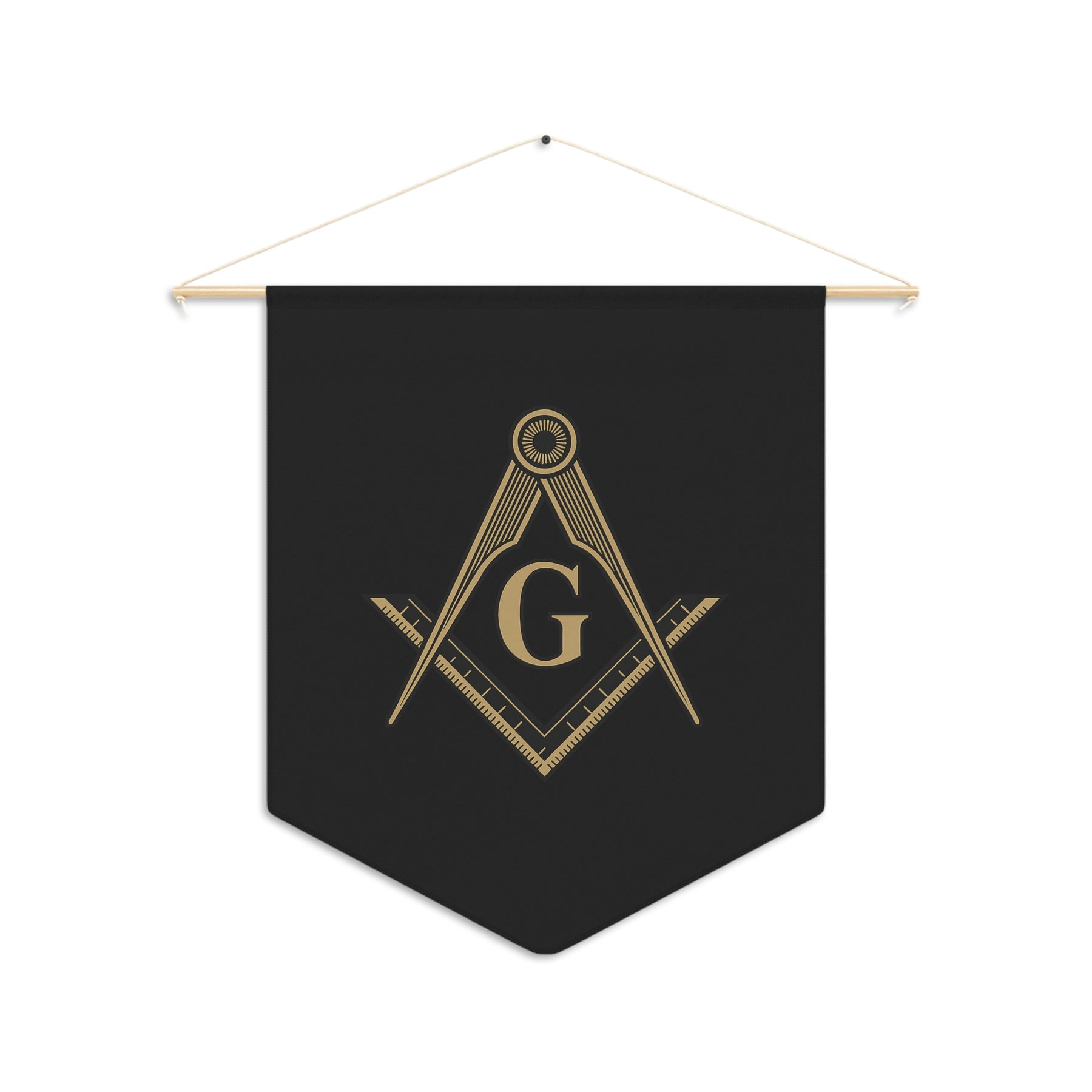 Master Mason Blue Lodge Pennant - Golden Square & Compass with G - Bricks Masons