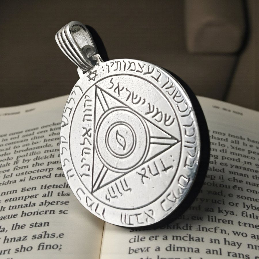 Wiccan Pendant Fourth Pentacle consecrated to Saturn Silver 3 Cm 13 Gr 44 Seals of Solomon Art 793 - Bricks Masons