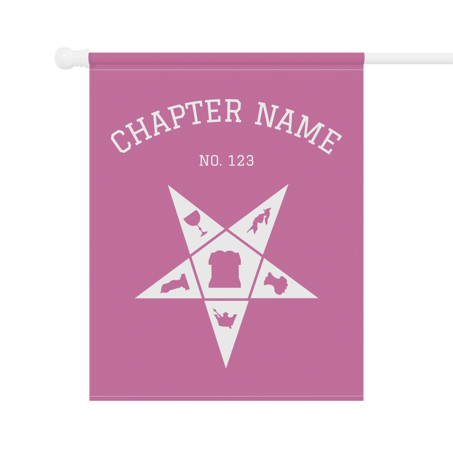 OES Yard Flag - Pink & White Star With Personalization - Bricks Masons