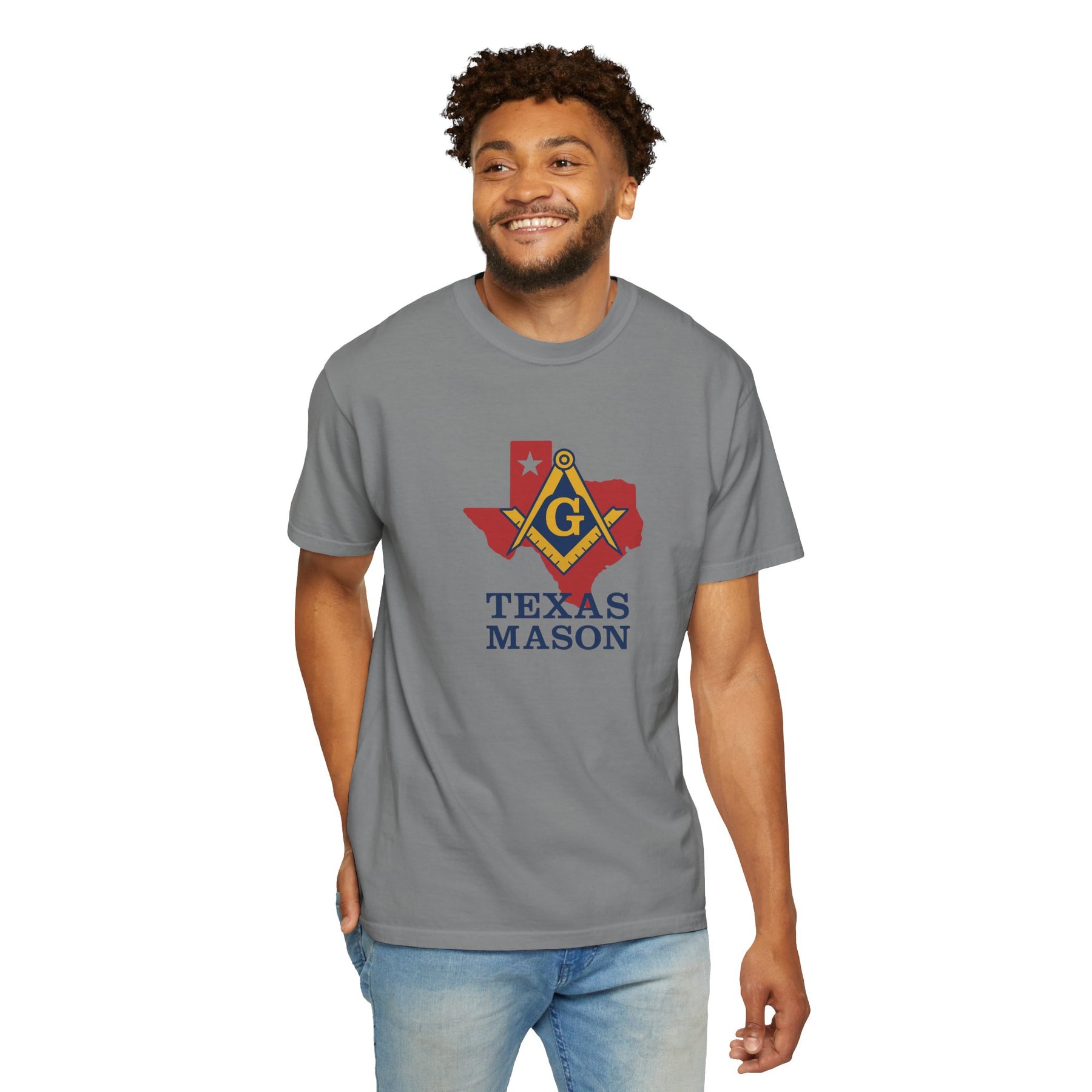 Master Mason Blue Lodge T-Shirt - Texas Mason Garment-Dyed Tee - Bricks Masons