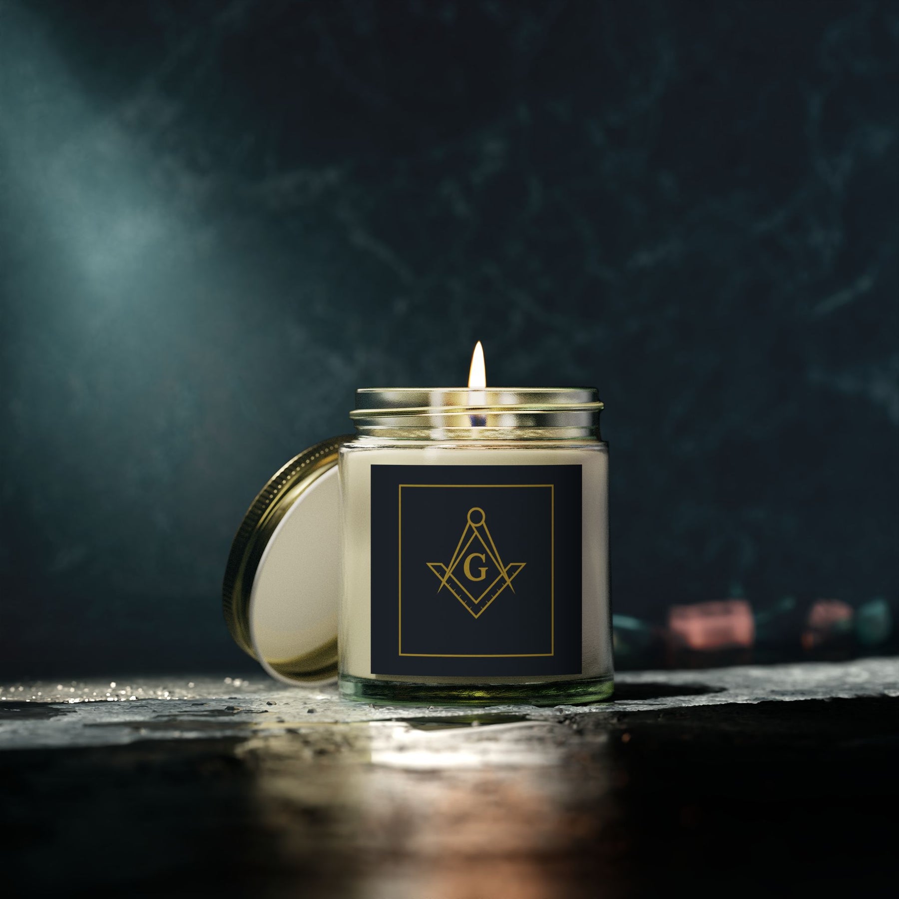Master Mason Blue Lodge Candle - Scented Coconut Apricot Wax, 4oz & 9oz - Bricks Masons