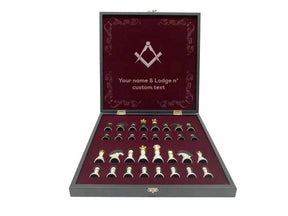 Master Mason Blue Lodge Chess Set - Black Marble Pattern