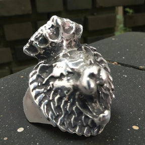Leon Judah Rastafari Ring In Silver 24 Gr 3 X 2 Cm Art 896 - Bricks Masons