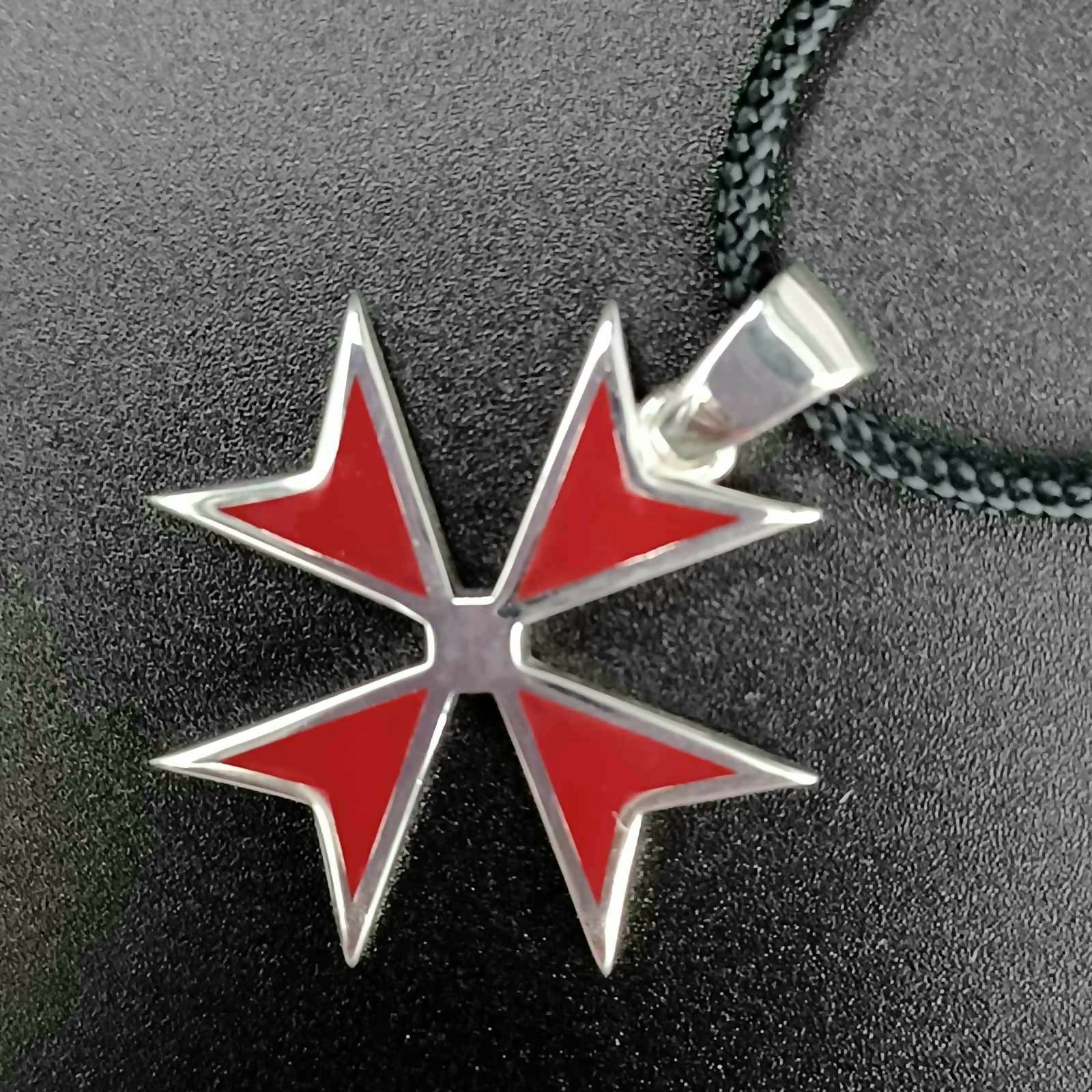 Order Of Malta Necklace - Templar Red Cross With Chain or Cord- Large size cross - Bricks Masons