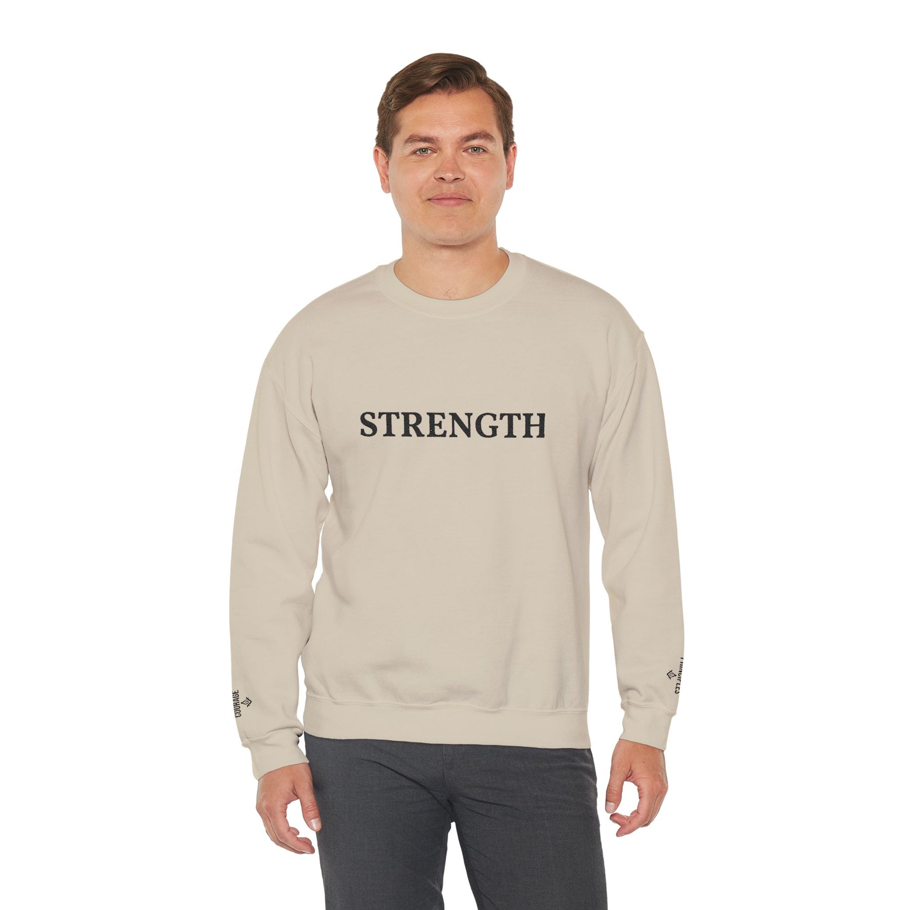 Master Mason Blue Lodge Sweatshirt -  Strength Front & Sleeves Embroidery - Bricks Masons