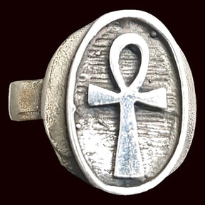 Egyptian Ankh Cross Ring in Silver 1.6 x 1 cm 5 g Art 910 - Bricks Masons