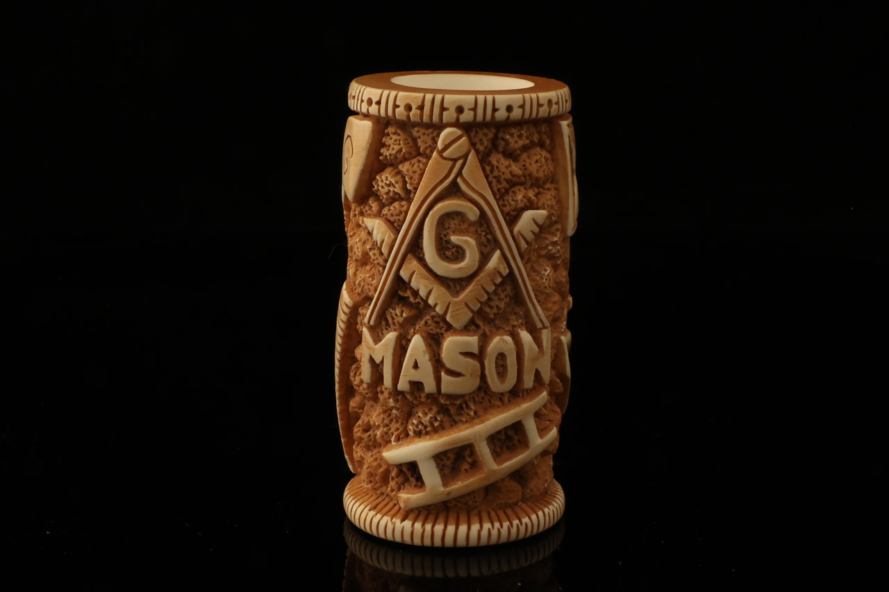 Master Mason Blue Lodge Meerschaum Pipe - Handcrafted Mason Gavel Shape - Bricks Masons