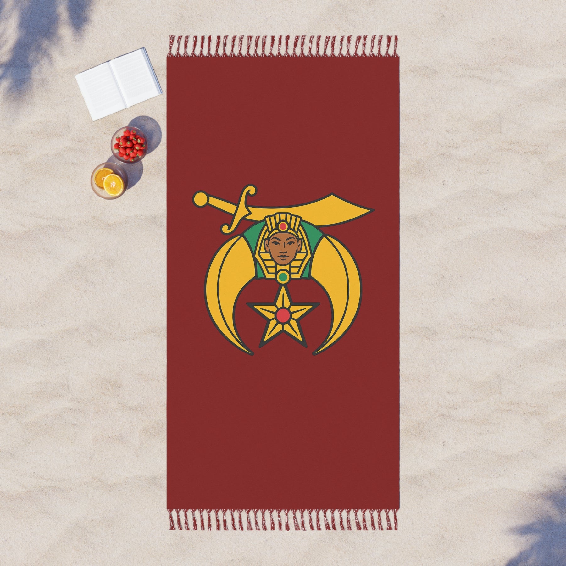 Daughters of Sphinx Towel - Maroon Polyester With Knotted Tassels - Bricks Masons
