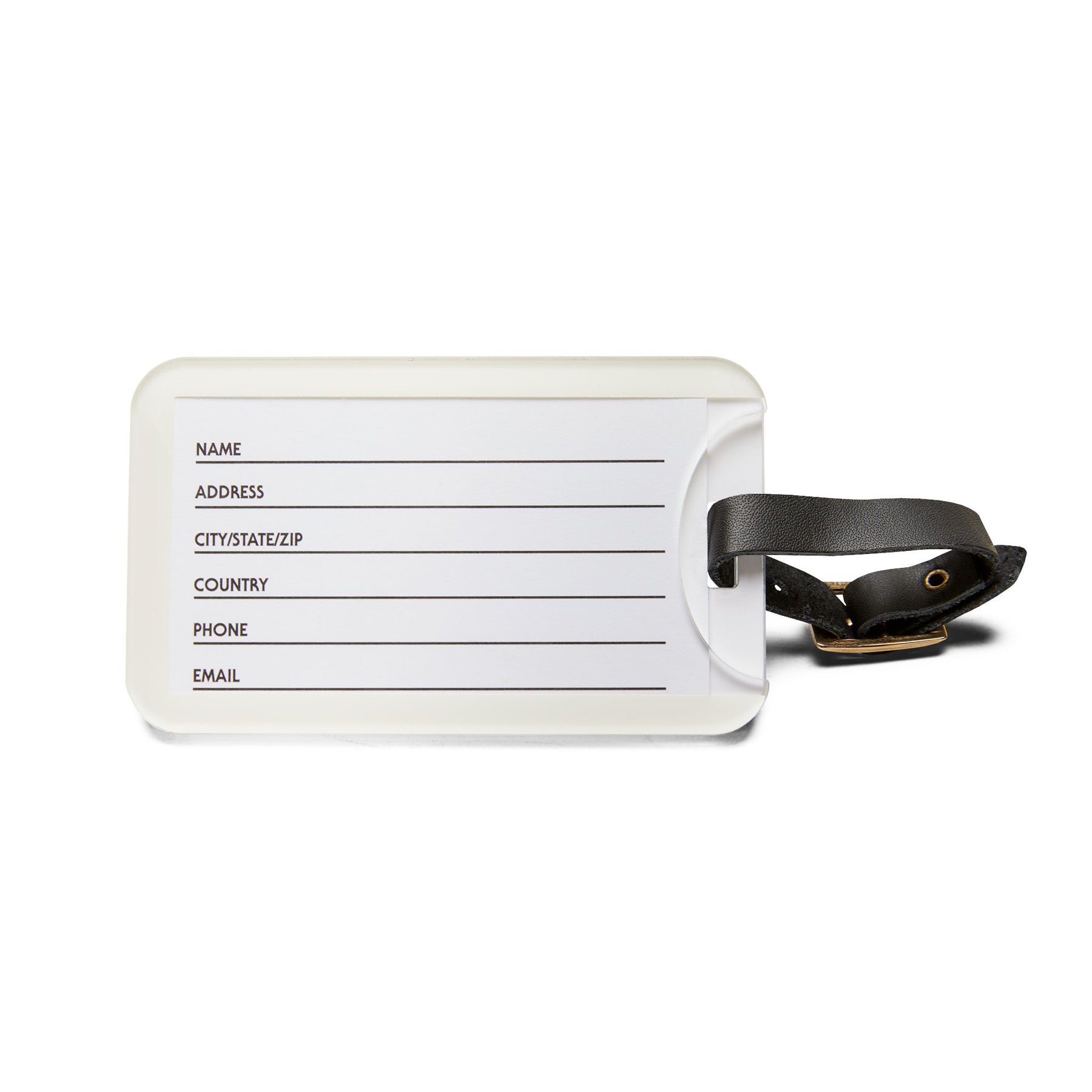 Master Mason Craft Luggage Tag - White With Black Leather Strap - Bricks Masons