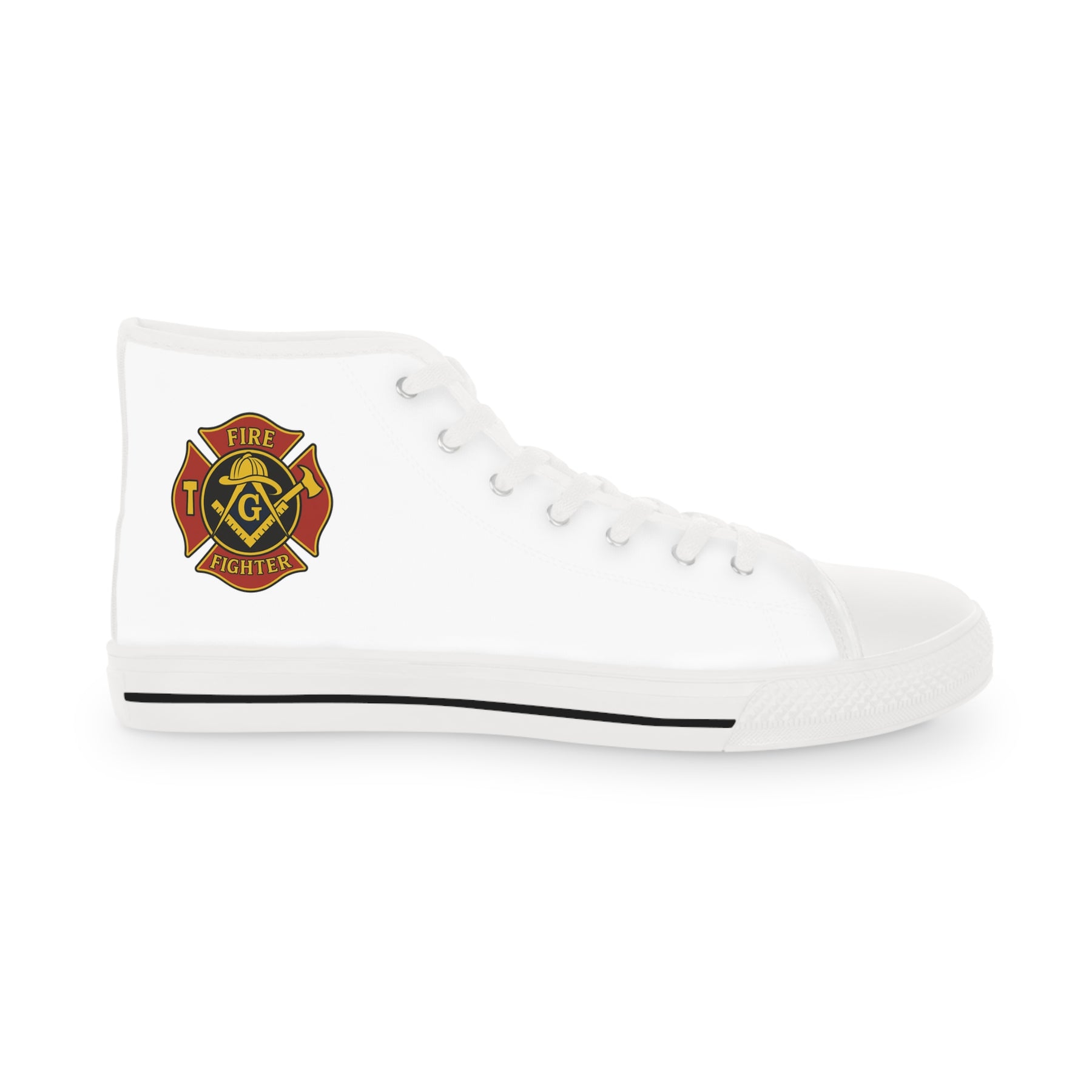 Master Mason Blue Lodge Sneaker - High Top Black & White Sole Firefighter Mason - Bricks Masons