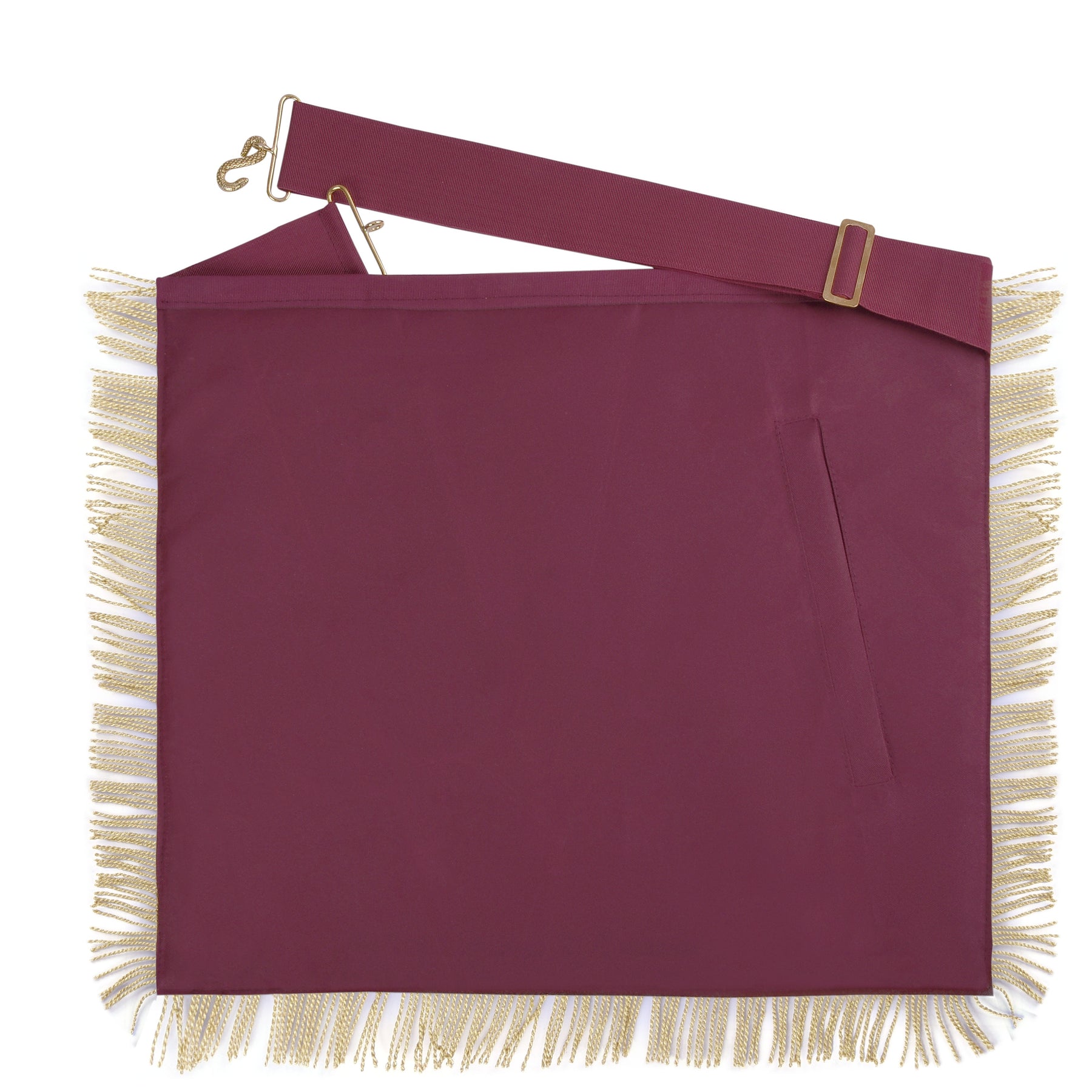 95th Degree Memphis Misraim Apron - Burgundy Velvet With Gold Hand Embroidery Bullion - Bricks Masons
