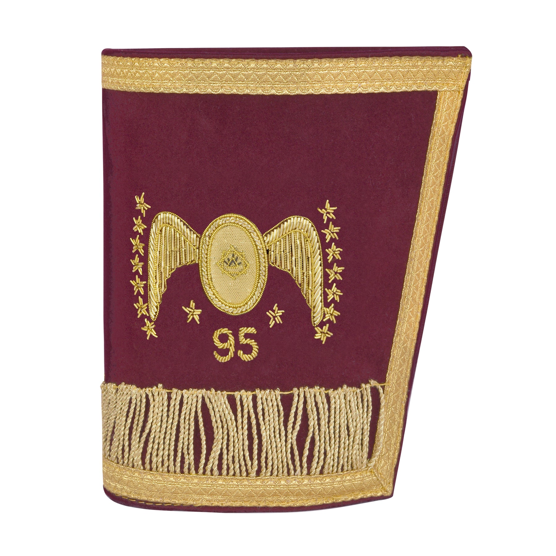 95th Degree Memphis Misraim Cuff - Burgundy Velvet Golden Braid Hand Embroidered - Bricks Masons