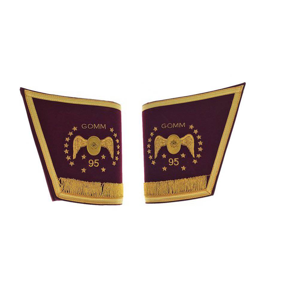 95th Degree Memphis Misraim French Regulation Regalia Set - Maroon Hand Embroidery - Bricks Masons