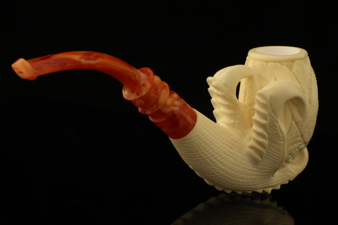 Master Mason Blue Lodge Meerschaum Pipe - Handcrafted Square and Compass G - Bricks Masons
