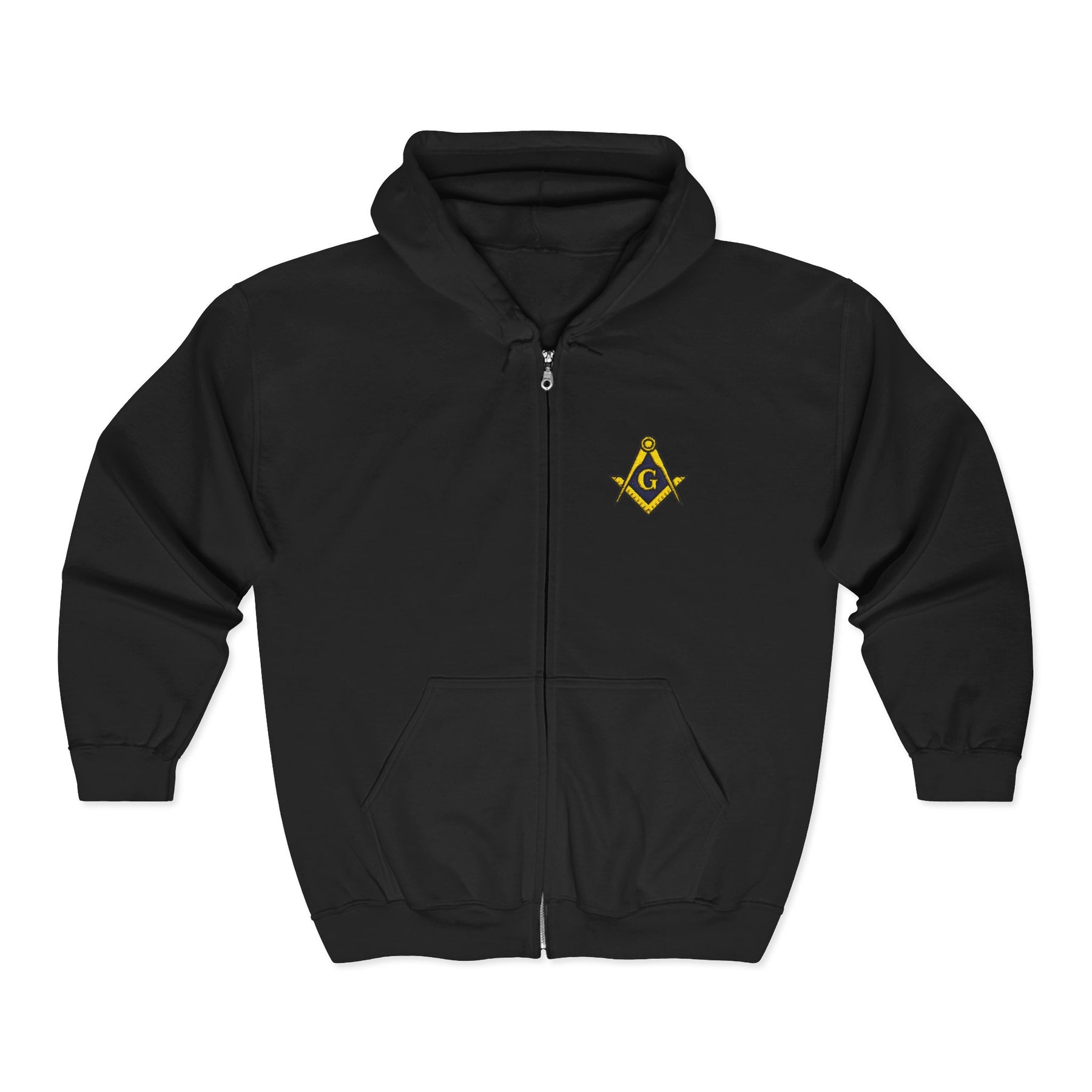 Master Mason Blue Lodge Hoodie - Zip Up Jacket with Embroidered Emblem - Bricks Masons
