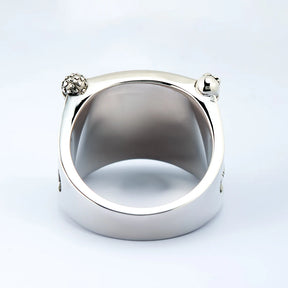 Past Master Blue Lodge Ring - Quadrant & Compass Sun with Twin Pillars Sterling Silver