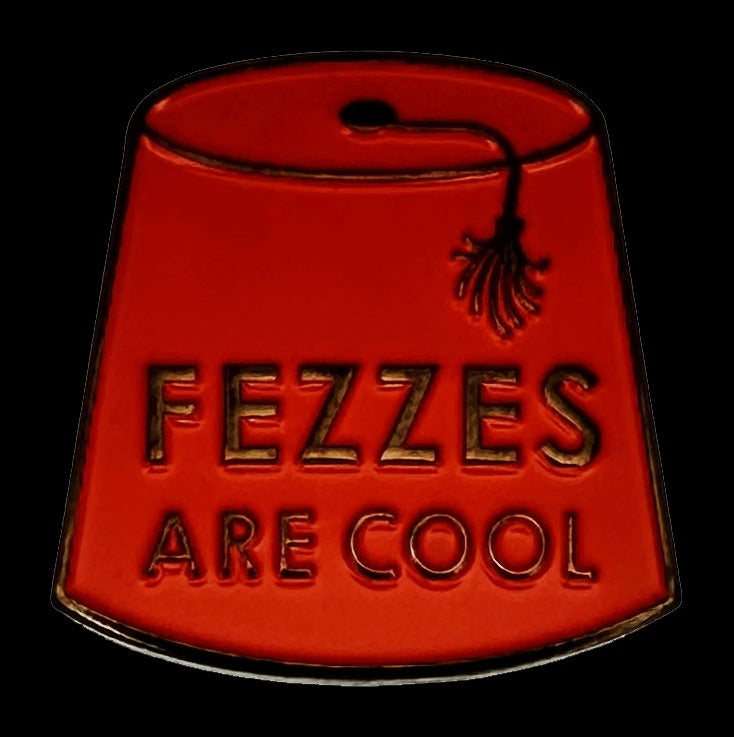 Shriners Lapel Pin - Red & Black Fezzes Are Cool - Bricks Masons