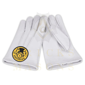 Elks of the World Gloves - White Leather Daughters of IBPOEW - Bricks Masons
