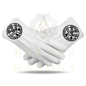 Elks of the World Gloves - White Leather Civil Liberties - Bricks Masons