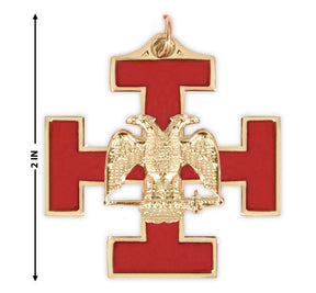 33rd Degree Scottish Rite Collar Jewel - Wings Down Gold & Red Plated - Bricks Masons