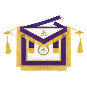 Past Grand Thrice Illustrious Master Royal & Select Masters English Regulation Apron - Purple Velvet Borders With Tassels