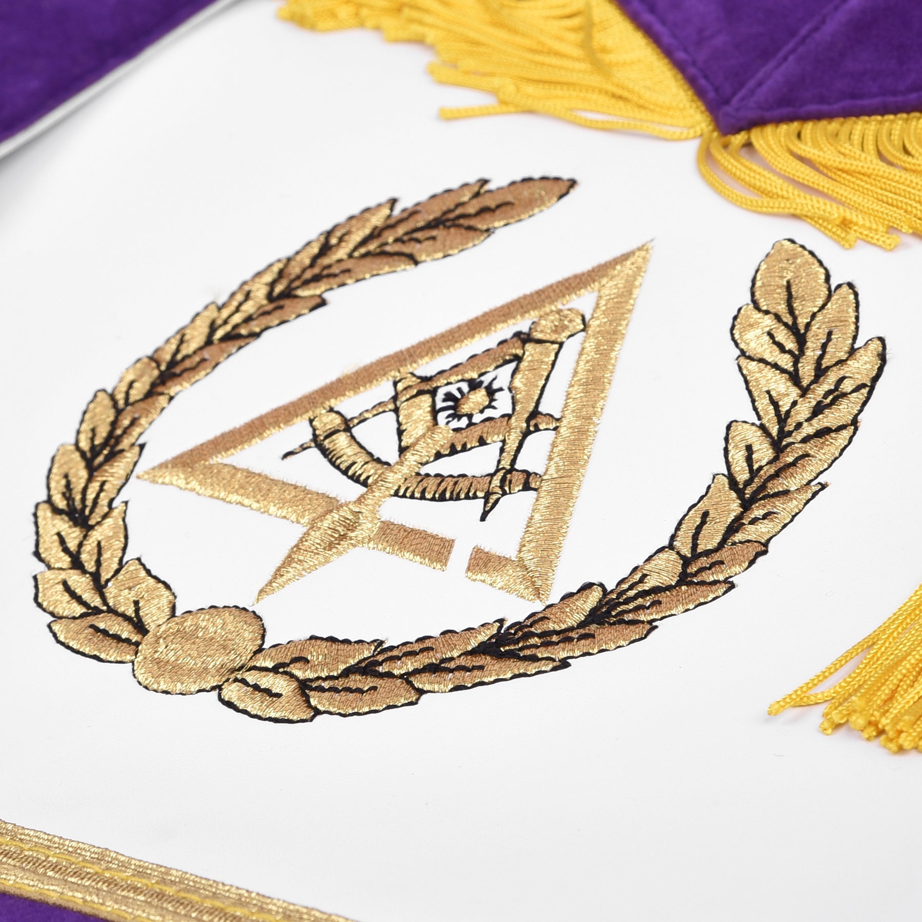 Past Grand Thrice Illustrious Master Royal & Select Masters English Regulation Apron - Purple Velvet Borders With Tassels