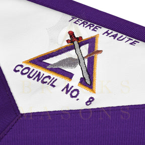 Royal Arch Chapter & Council Apron - Reversible Double-Sided Purple & Red Ribbon - Bricks Masons