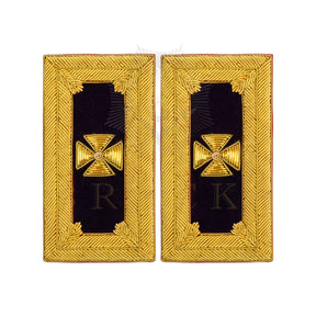 Past Grand Commander Knights Templar Frock Coat Shoulder Board - Gold & Black Bullion Embroidery - Bricks Masons