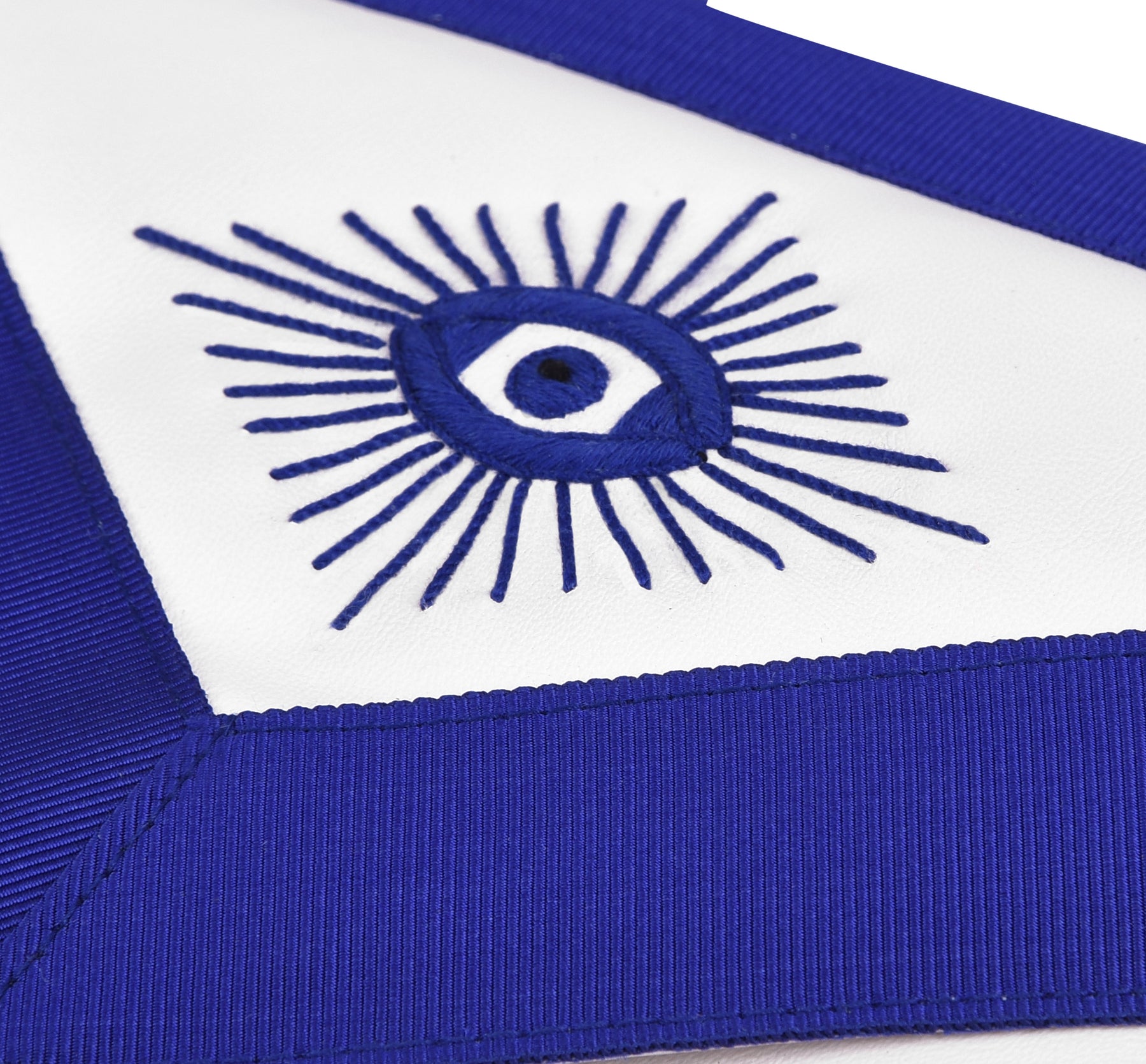 Past Master Blue Lodge Apron - Royal Blue Square & Quadrant With Sun - Bricks Masons