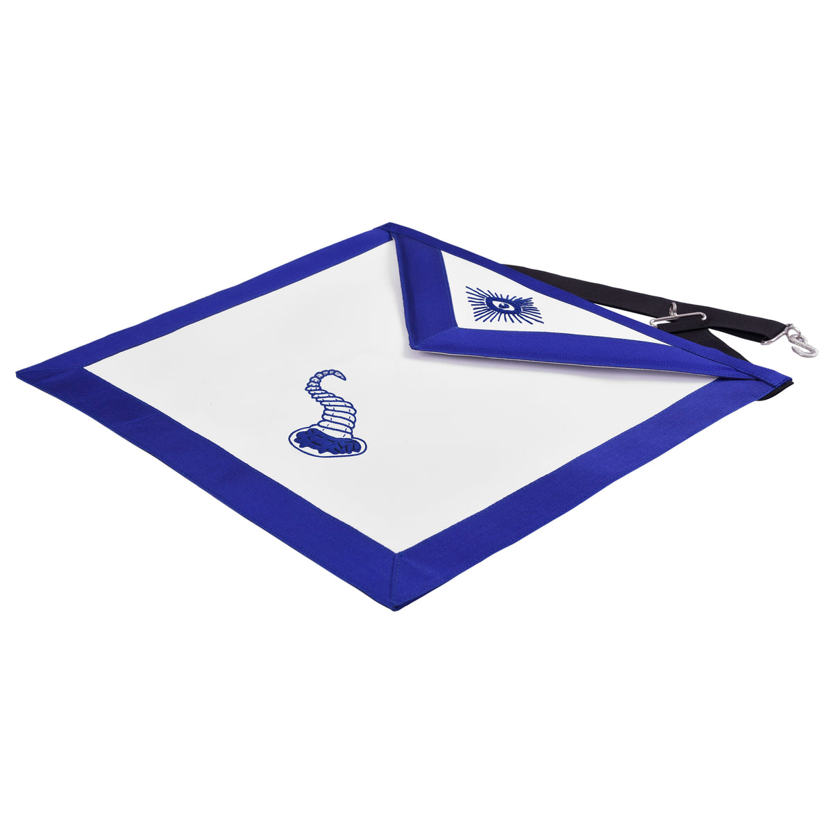 Junior Steward Blue Lodge Officer Apron - Blue Borders Machine Embroidery - Bricks Masons