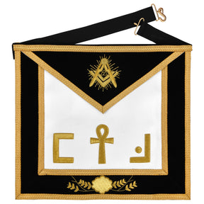 Apron - Ankh Cross Gold Bullion With Silver Braid Fringe - Bricks Masons