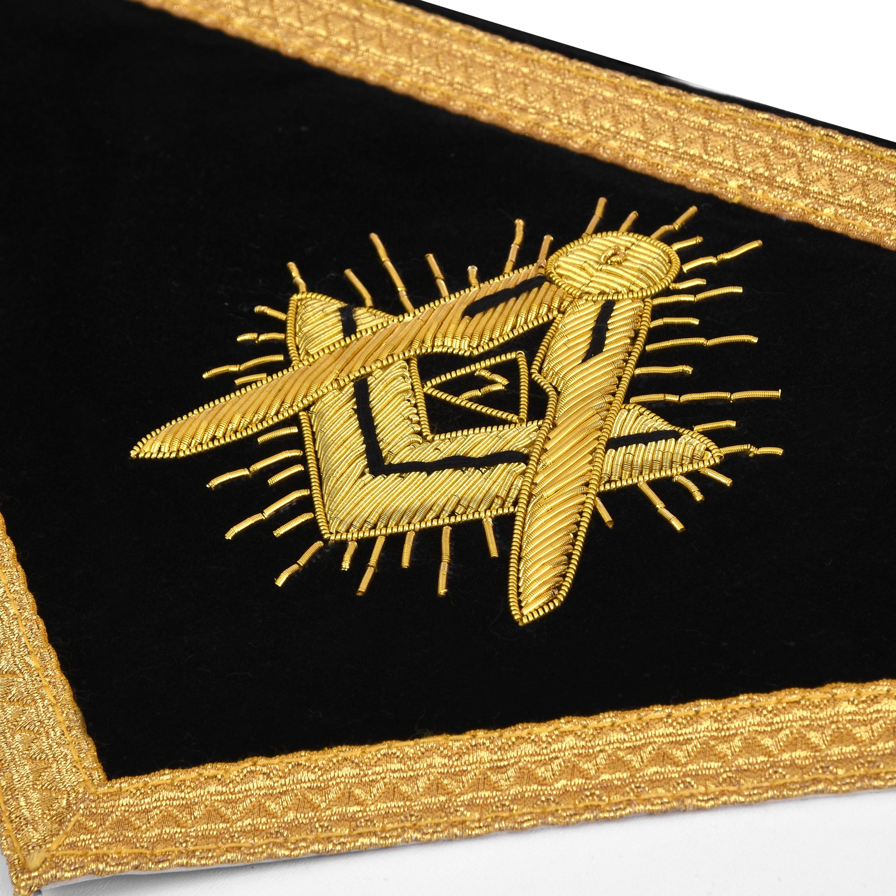 Apron - Ankh Cross Gold Bullion With Silver Braid Fringe - Bricks Masons