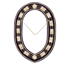 OES Chain Collar - Purple Velvet Backing and Rhinestones - Bricks Masons