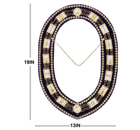 OES Chain Collar - Purple Velvet Backing and Rhinestones - Bricks Masons
