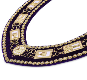 OES Chain Collar - Purple Velvet Backing and Rhinestones - Bricks Masons