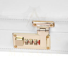 OES Apron Case - White Imitation Leather Machine Embroidery Gold Star - Bricks Masons