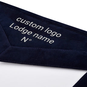 Junior Deacon Blue Lodge Officer Apron - Navy Velvet With Silver Embroidery Thread