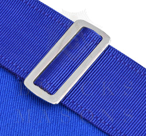 Junior Deacon Blue Lodge Officer Apron - Blue Ribbon With Machine Embroidery Customizable Flap - Bricks Masons