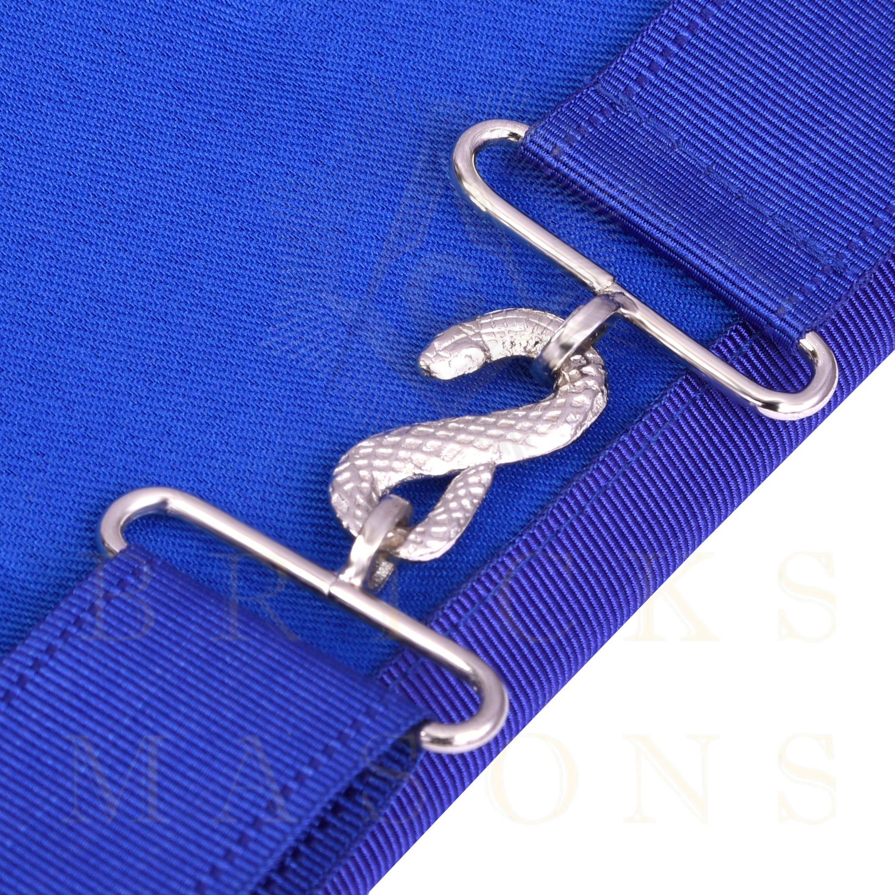 Junior Deacon Blue Lodge Officer Apron - Blue Ribbon With Machine Embroidery Customizable Flap - Bricks Masons