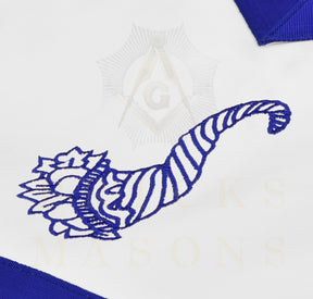 Junior Steward Blue Lodge Officer Apron - Machine Embroidery With Waist Belt Customizable Flap - Bricks Masons