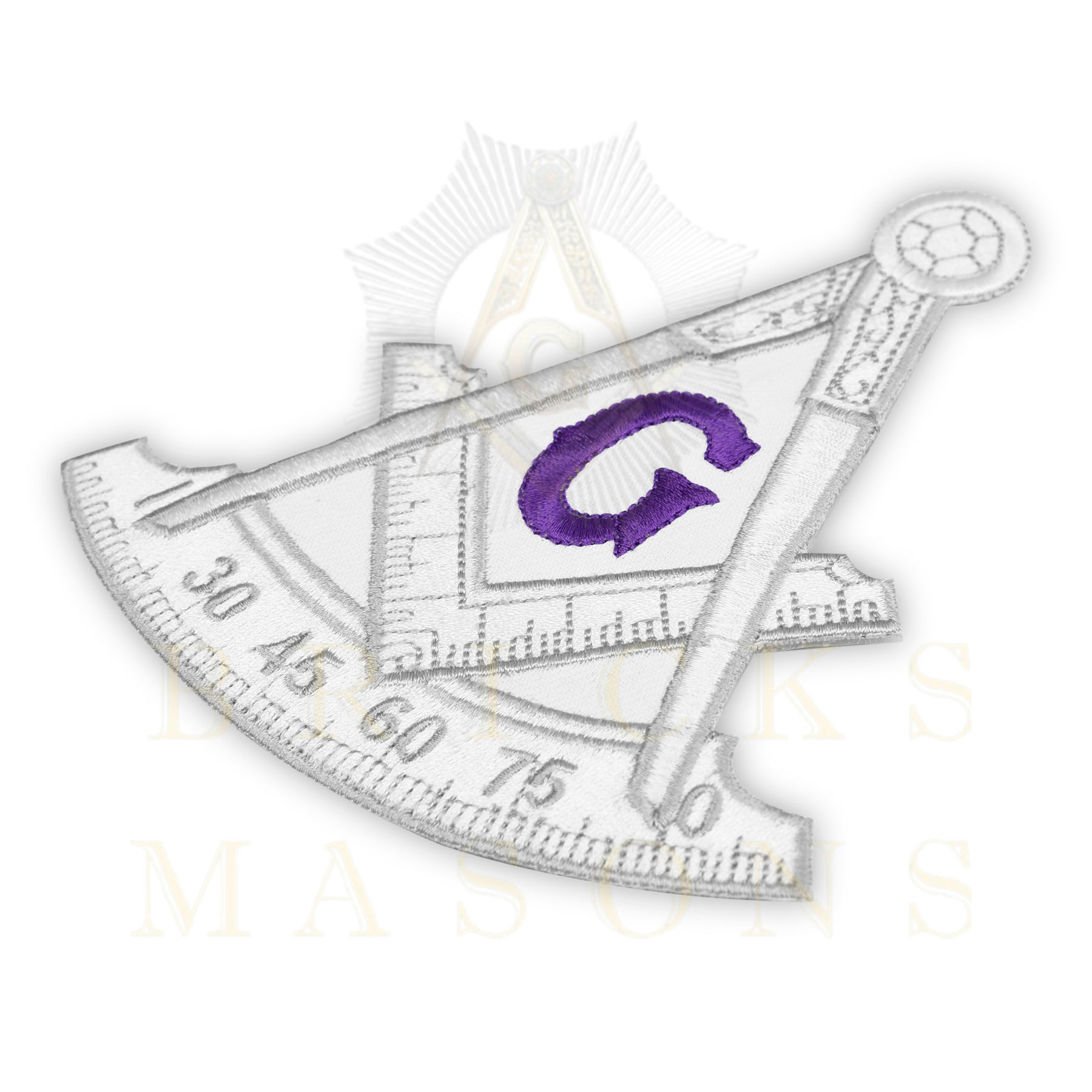 Past Master Blue Lodge Patch - White Bullion Purple G - Bricks Masons