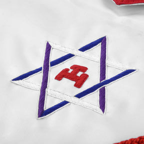 Royal Arch Chapter Apron - Red Ribbon With Triple Tau & Star Of David