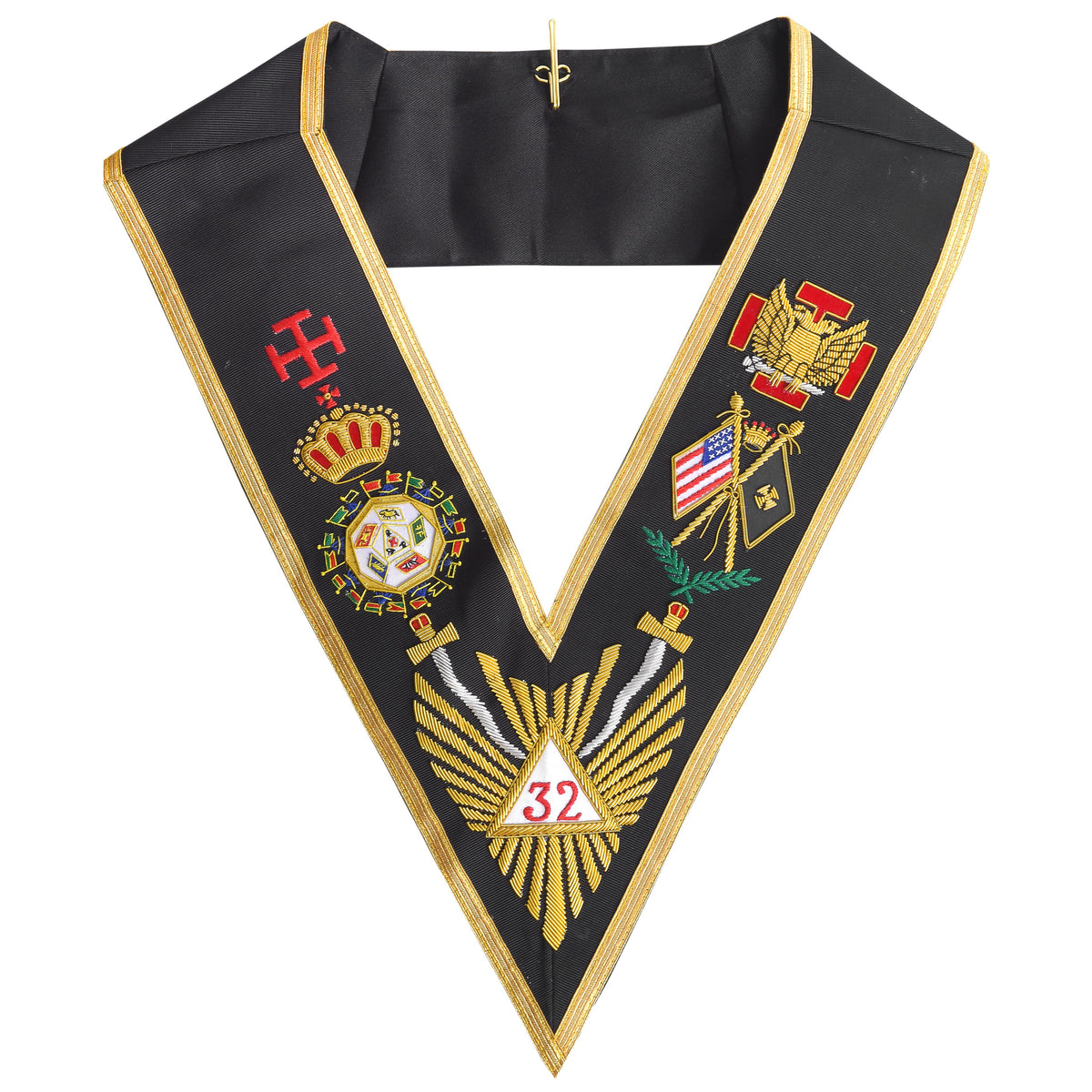 32nd Degree Scottish Rite Collar - Gold Braid With Black Backing - Bricks Masons