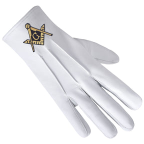 Master Mason Blue Lodge Glove - Pure White Leather - Bricks Masons