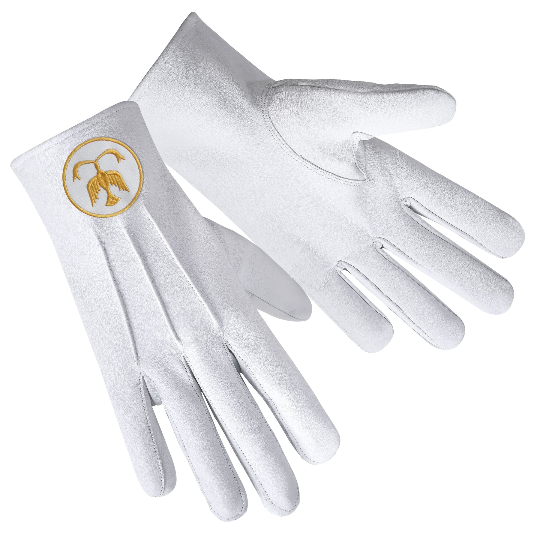 The Order Of The Golden Circle PHA Glove - White Leather With Gold Emblem - Bricks Masons