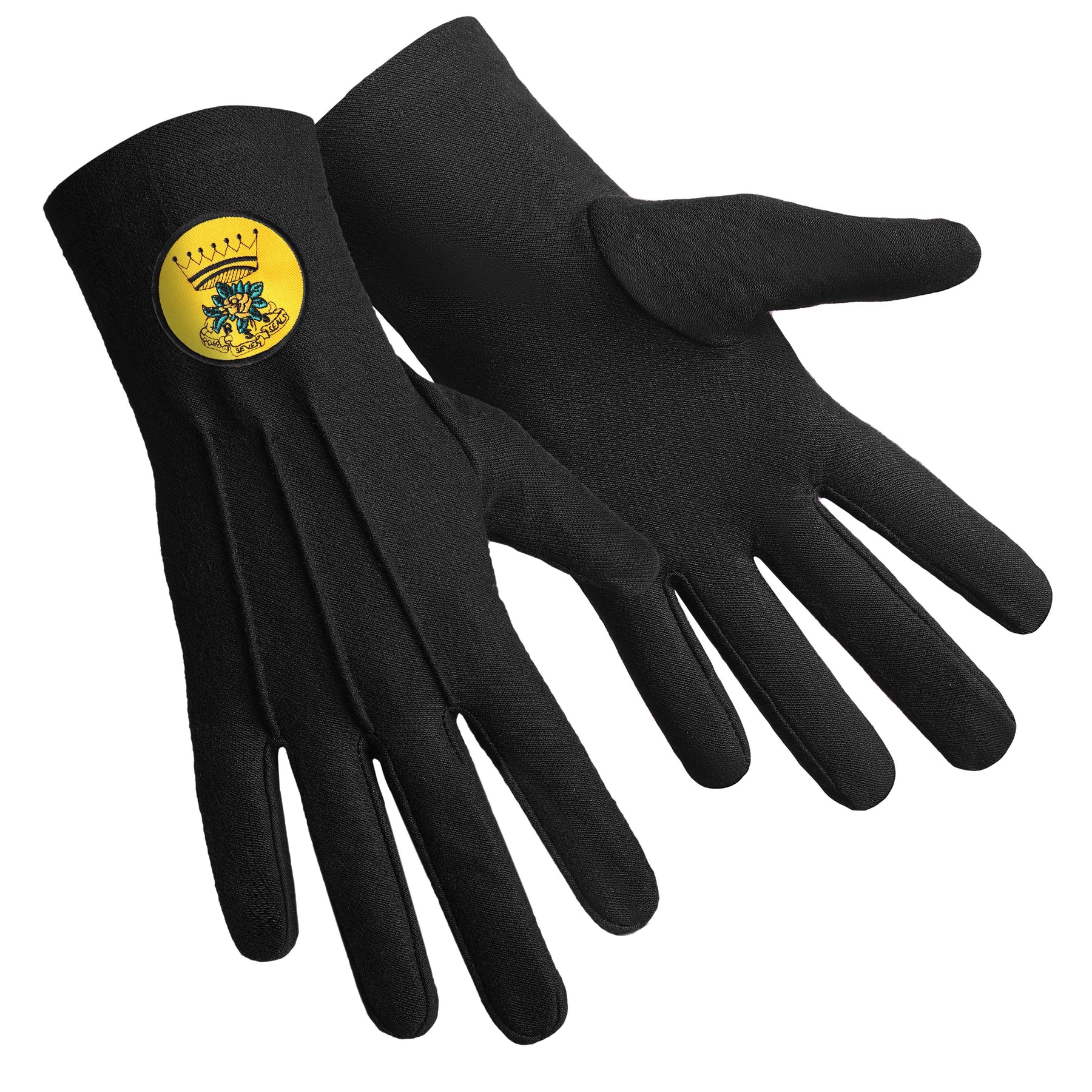 Rose of Seven Seals Glove - Black Cotton Yellow Round Patch - Bricks Masons